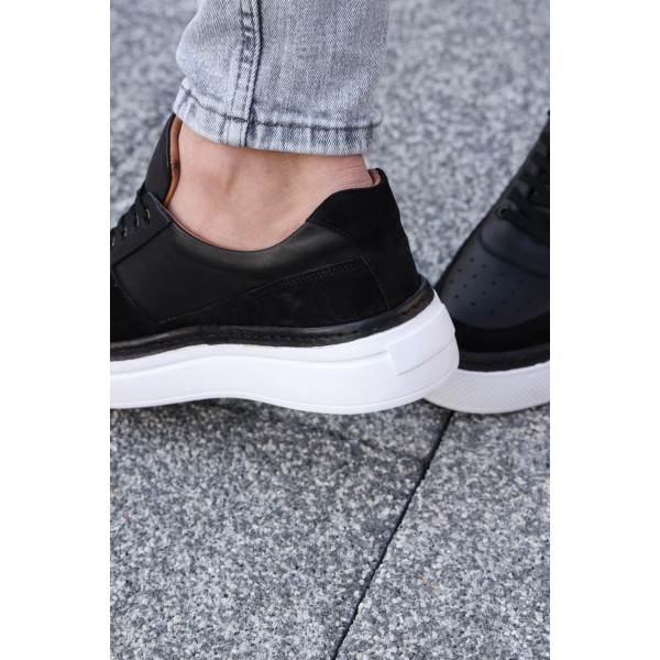 Yüksek Tabanlı Hakiki Deri Erkek Sneaker Ayakkabı