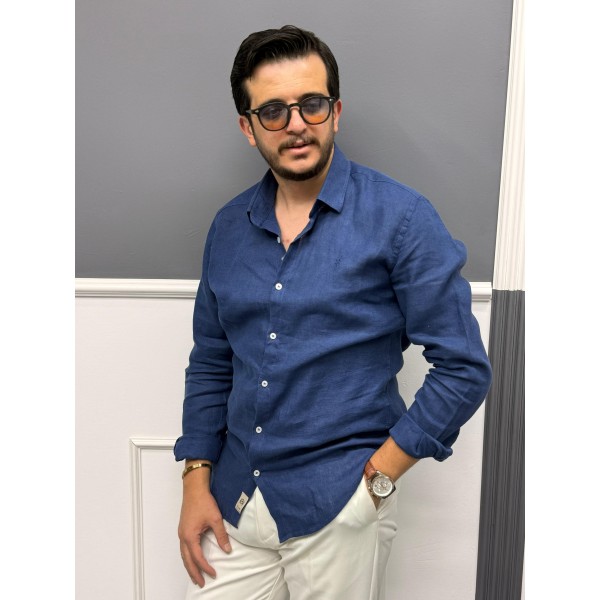 Nakış işleme detaylı %100 keten gömlek