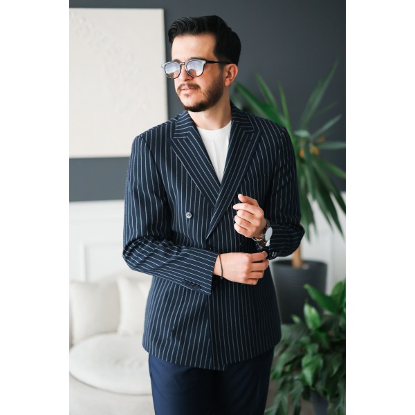 Gofre Kumaş İtalyan stil slim fit kruvaze erkek ceket special edition