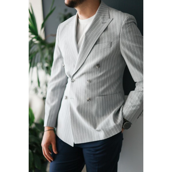 Gofre Kumaş İtalyan stil slim fit kruvaze erkek ceket special edition