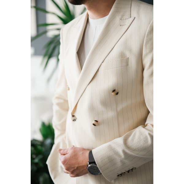 Gofre Kumaş İtalyan stil slim fit kruvaze erkek ceket special edition