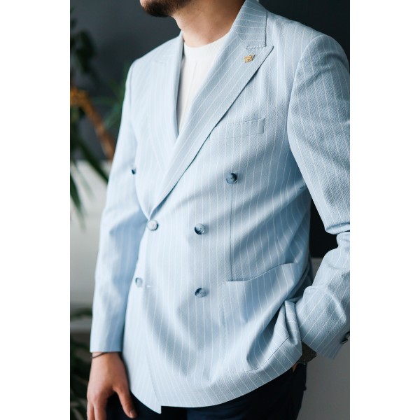 Gofre Kumaş İtalyan stil slim fit kruvaze erkek ceket special edition