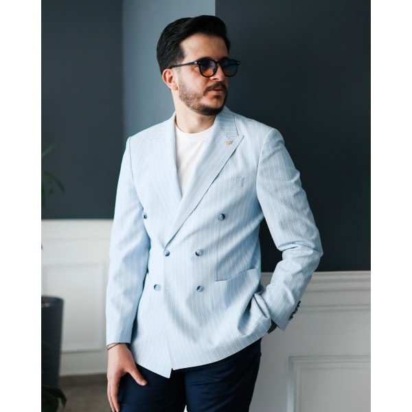 Gofre Kumaş İtalyan stil slim fit kruvaze erkek ceket special edition