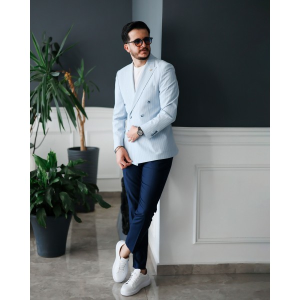 Gofre Kumaş İtalyan stil slim fit kruvaze erkek ceket special edition