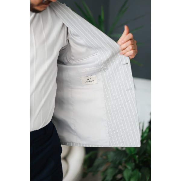 Gofre Kumaş İtalyan stil slim fit kruvaze erkek ceket special edition