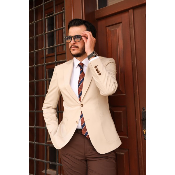 Lux İtalyan Stil Erkek Takım Elbise Klasik ve Mo...