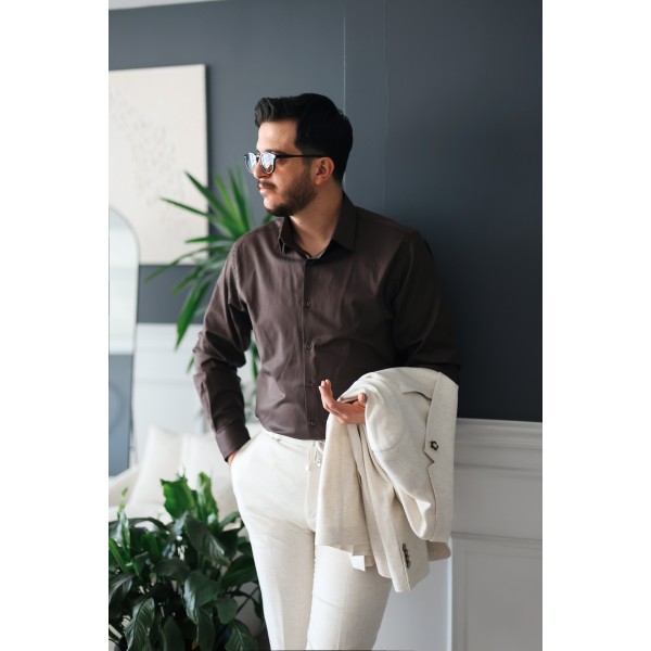 İpli Kumaş İtalyan Stil Takım Elbise Krem