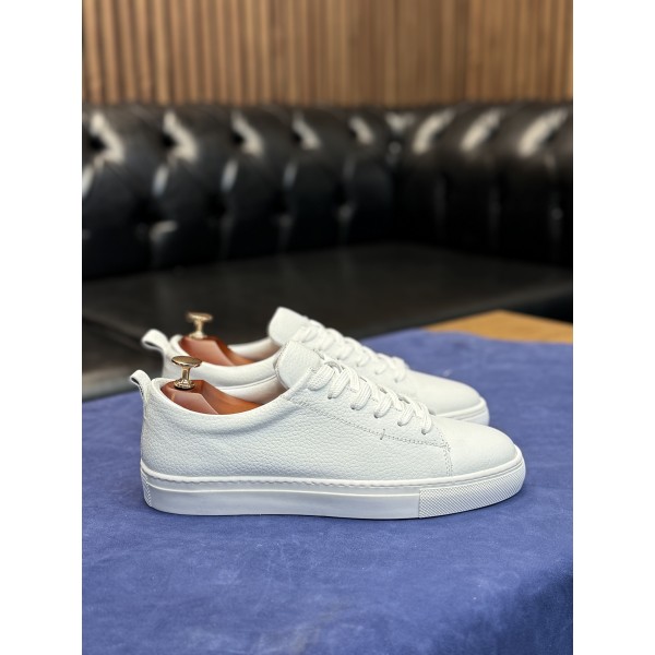 Desenli Deri Sneaker Ayakkabı 