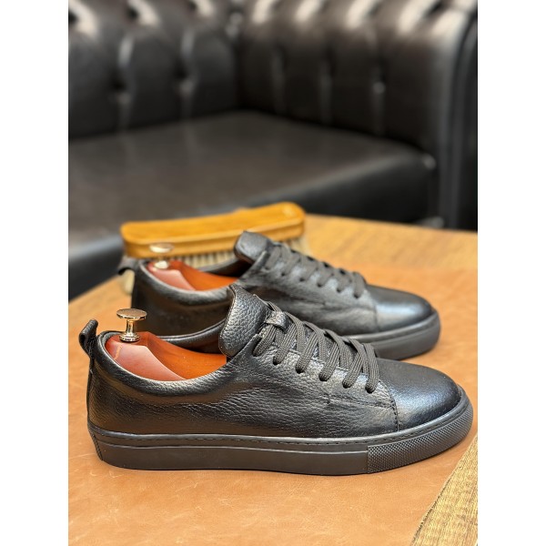 Desenli Deri Sneaker Ayakkabı 