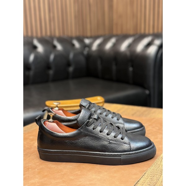 Desenli Deri Sneaker Ayakkabı 
