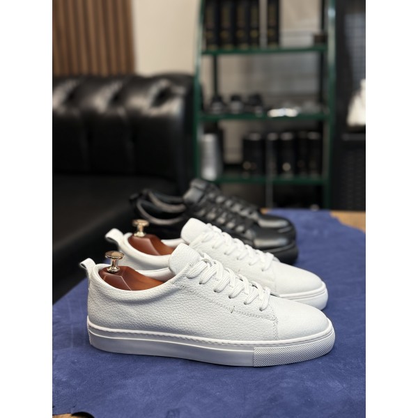 Desenli Deri Sneaker Ayakkabı 