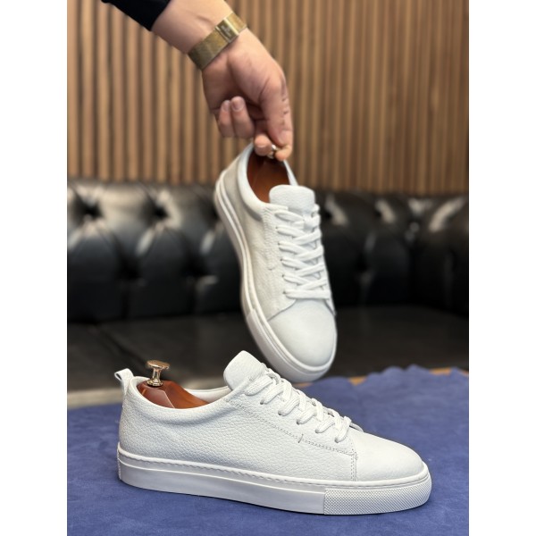 Desenli Deri Sneaker Ayakkabı 