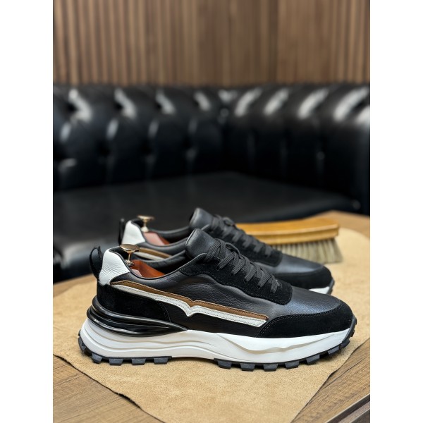 Etnik Detaylı deri spor ayakkabı 