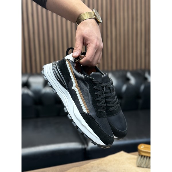 Etnik Detaylı deri spor ayakkabı 