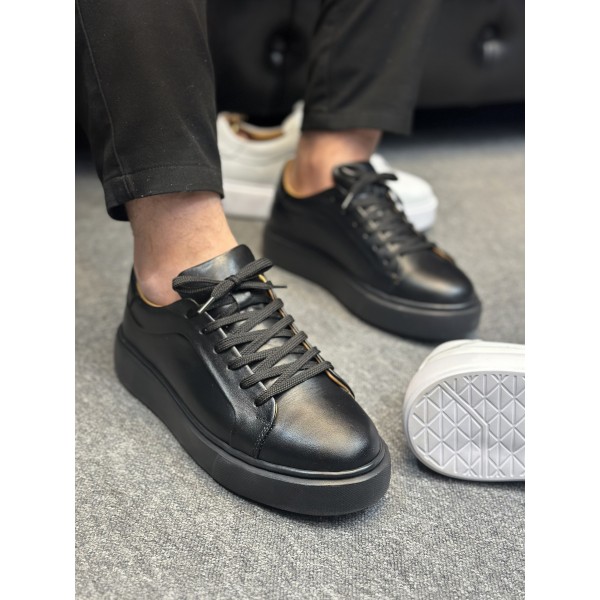Tabanı Kalın Hakiki Deri Erkek Sneaker Ayakkabı