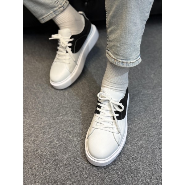 Tabanı Kalın Hakiki Deri Erkek Sneaker Ayakkabı