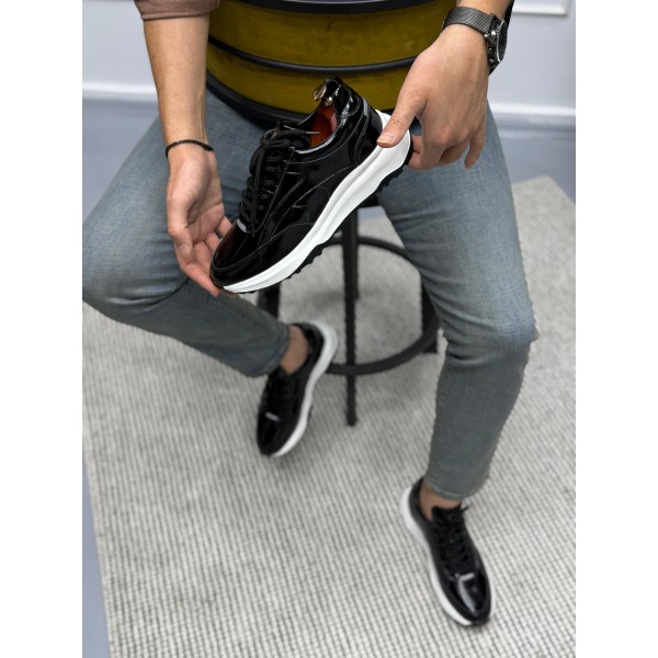 İthal Tabanlı Rugan Sneaker Ayakkabı 