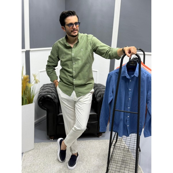 Nakış İşleme Detaylı Keten Gömlek 