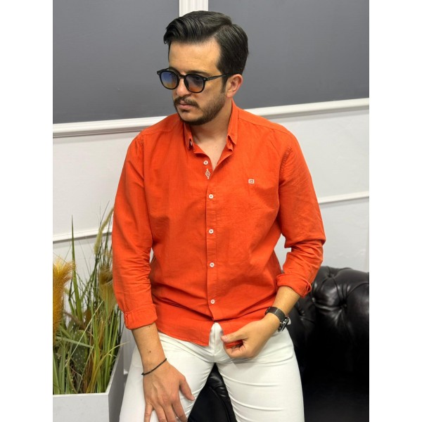 Nakış İşleme Detaylı Keten Gömlek 