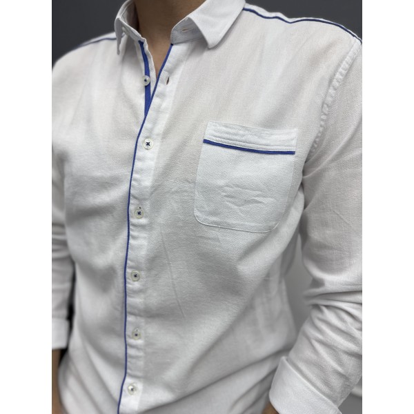  Kontrast Şeritli Şile Bezi Erkek Gömlek 