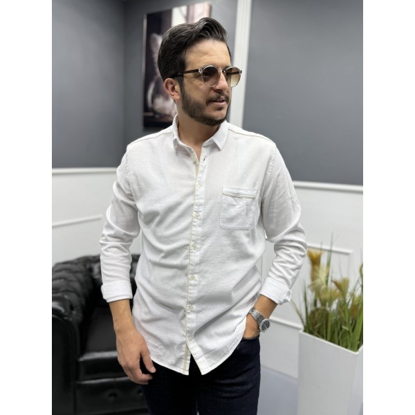  Kontrast Şeritli Şile Bezi Erkek Gömlek 