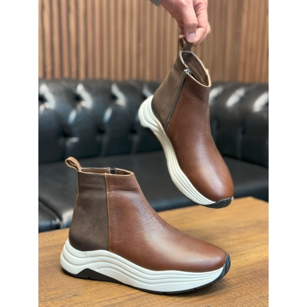 Dese Tabanlı Sportive Comfort Siyah Deri Bot 