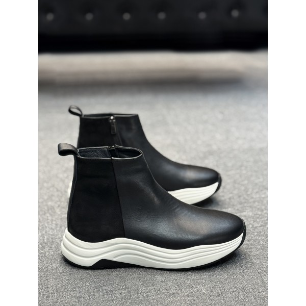 Dese Tabanlı Sportive Comfort Siyah Deri Bot 