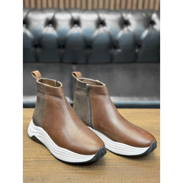 Dese Tabanlı Sportive Comfort Siyah Deri Bot 