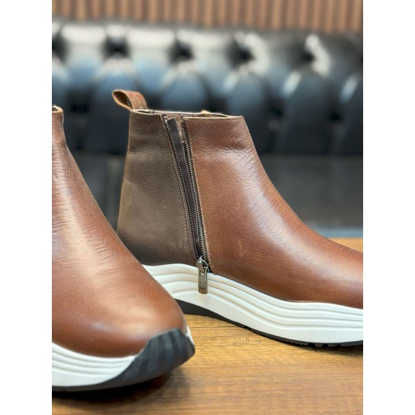 Dese Tabanlı Sportive Comfort Siyah Deri Bot 