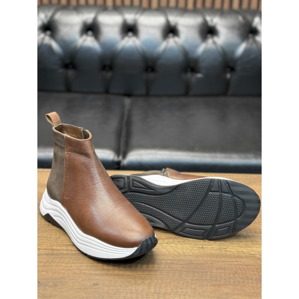 Dese Tabanlı Sportive Comfort Siyah Deri Bot 