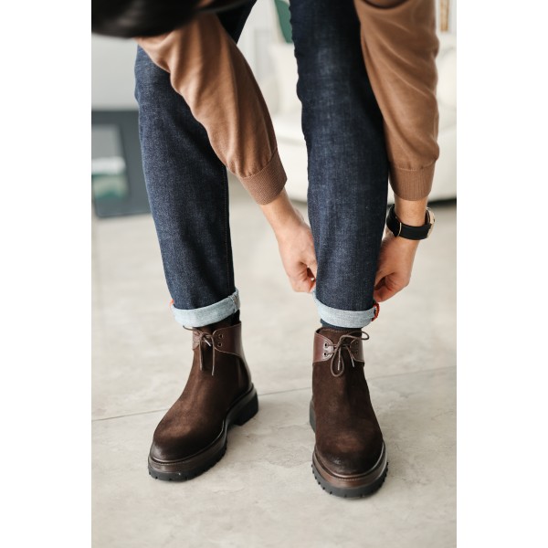 Bağcıklı Hakiki Deri Postal Bot