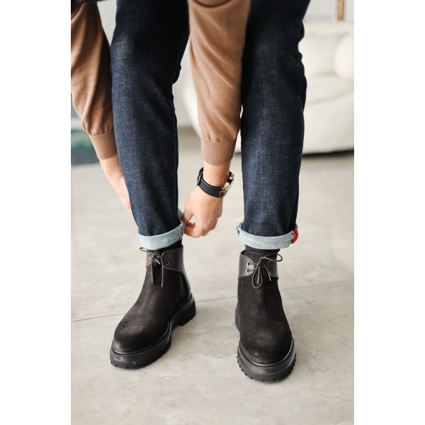 Bağcıklı Hakiki Deri Postal Bot