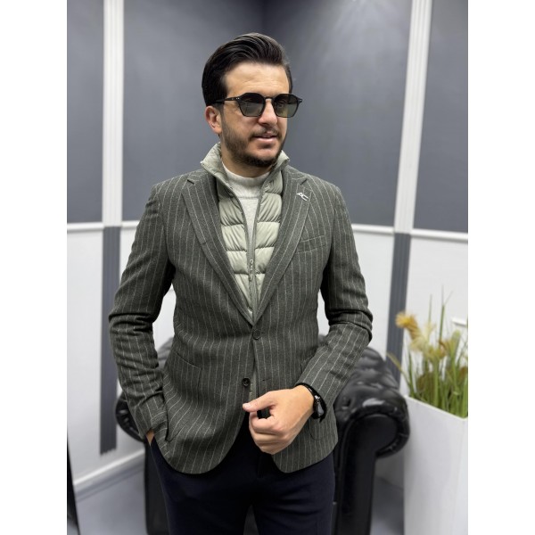 UrbanLayer Slim Fit Şişme Yelek Detaylı Blazer Ceket