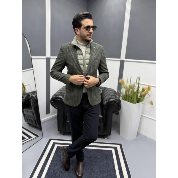 UrbanLayer Slim Fit Şişme Yelek Detaylı Blazer Ceket