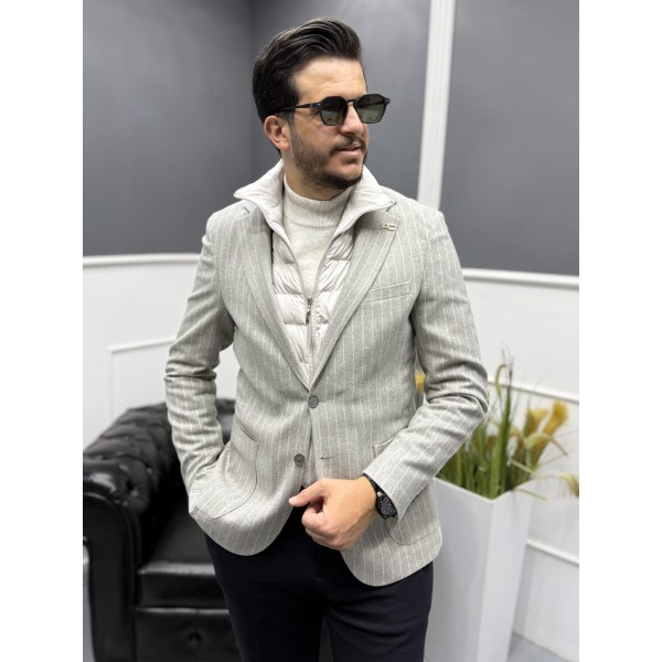 UrbanLayer Slim Fit Şişme Yelek Detaylı Blazer Ceket