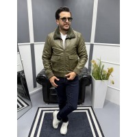 Kürklü Yaka Modern Erkek Deri Mont 