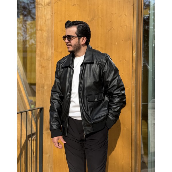 Kürklü Yaka Modern Erkek Deri Mont 