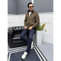 Erkek Nubuk Çift Fermuarlı Kahverengi Mont