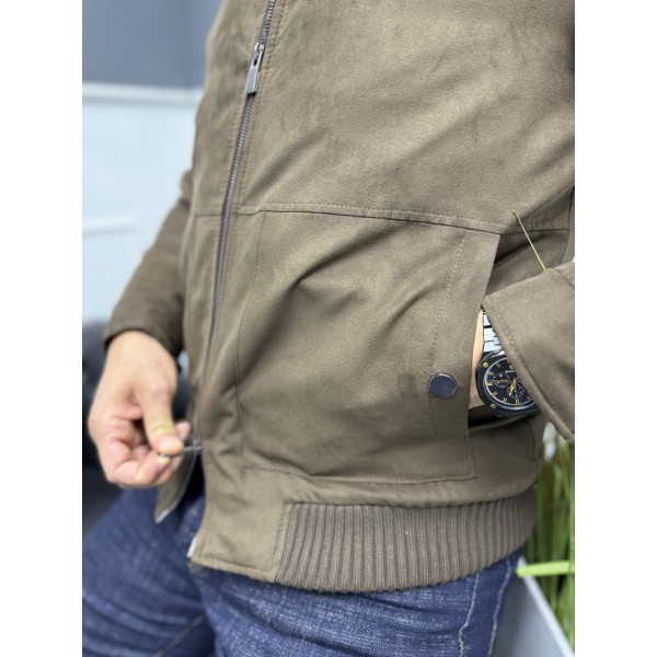 Erkek Nubuk Çift Fermuarlı Kahverengi Mont