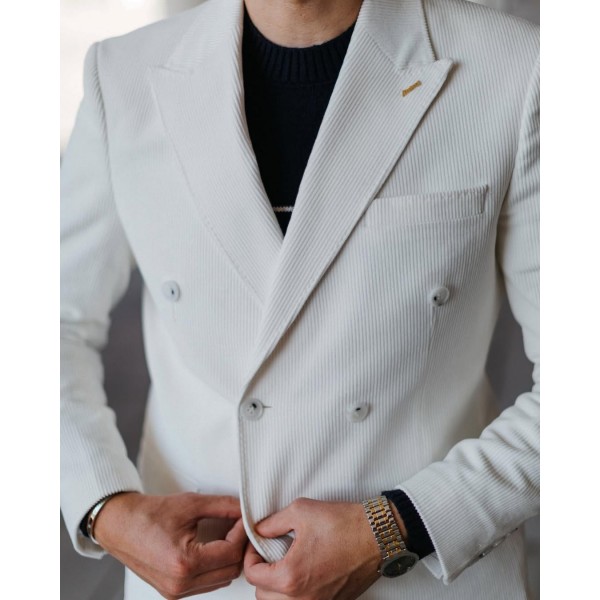 Erkek Slim Fit Kruvaze Kadife Ceket