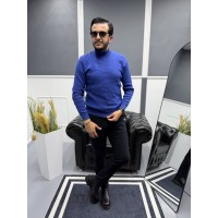Modern Erkek Slim Fit Balıkçı Yaka %100 Pamuk Pike Örgü Triko Kazak