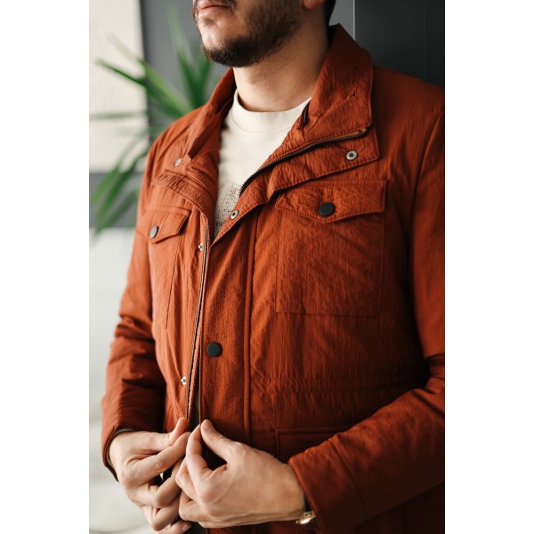 Erkek Lacivert Kapüşonlu Kürk Yakalı Kışlık Mont