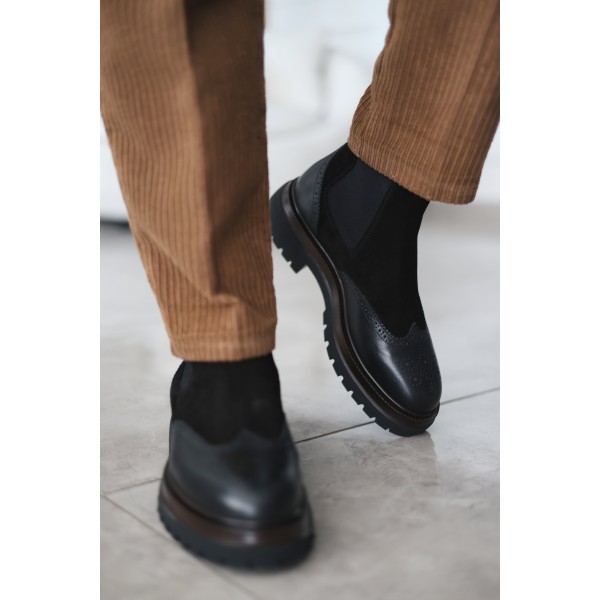Erkek Brogue Detaylı Süet Deri bot