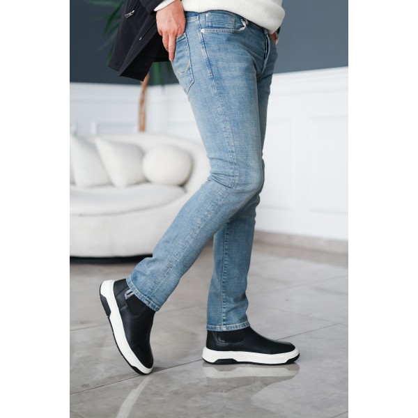 Erkek Chunky Tabanlı Deri Spor Bot 