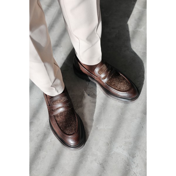 Erkek Hakiki Deri Tüylü Detaylı Kalın Taban Lo...