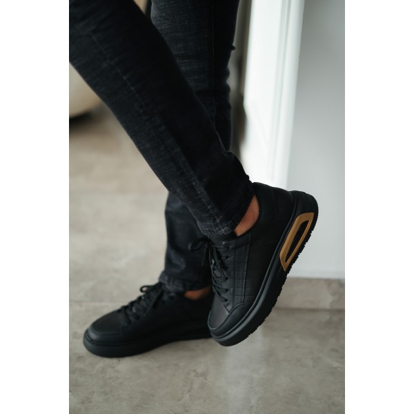 Erkek Siyah Deri Sneaker Ayakkabı 