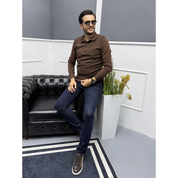 Erkek Rayon Kumaş Polo Yaka Triko Kazak