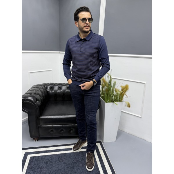 Erkek Rayon Kumaş Polo Yaka Triko Kazak