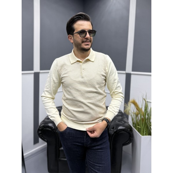 Erkek Rayon Kumaş Polo Yaka Triko Kazak