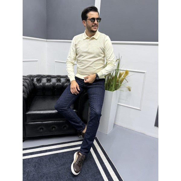 Erkek Rayon Kumaş Polo Yaka Triko Kazak